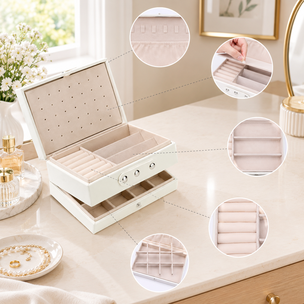 Two-Layer Leather Jewelry Box