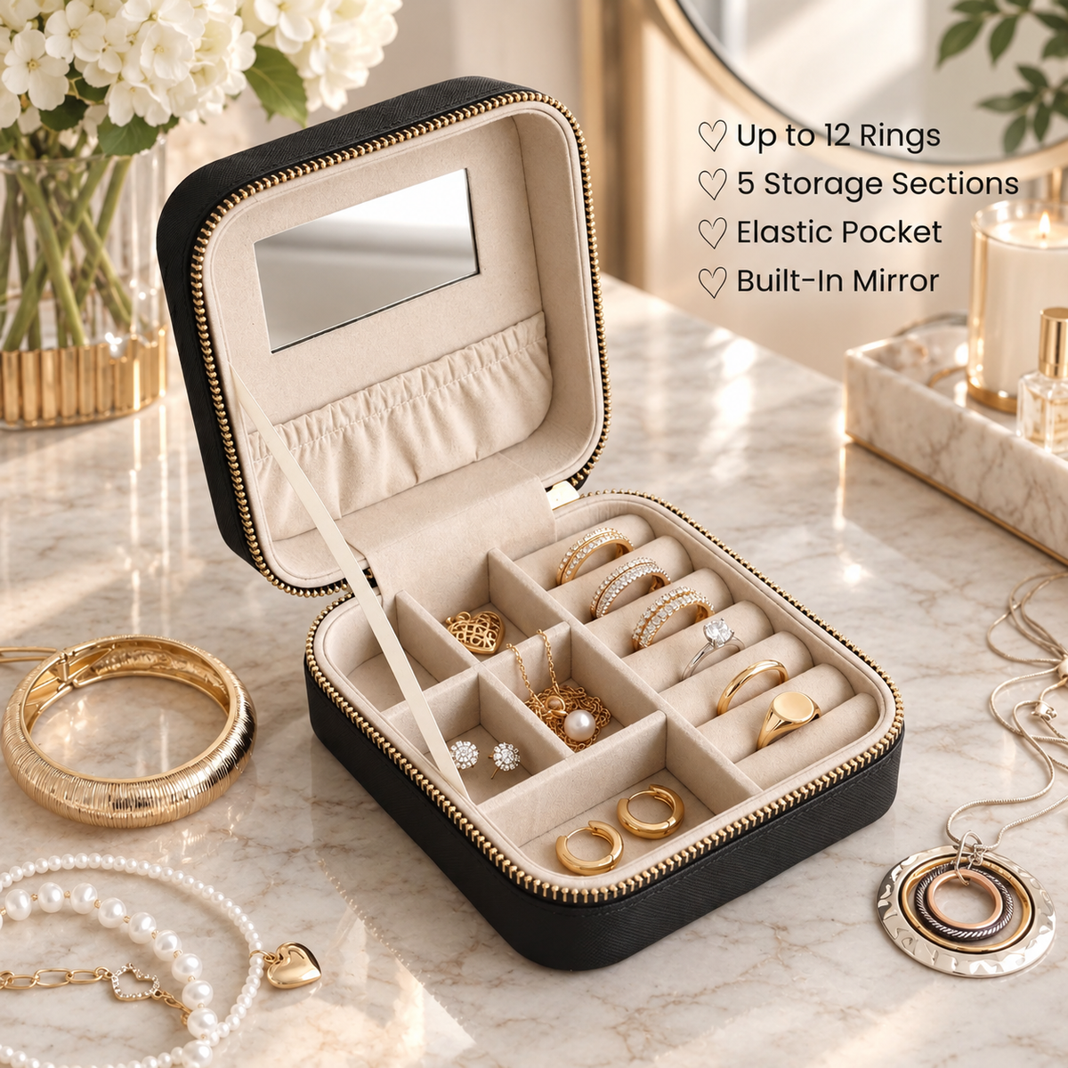 Hives & Honey Women's Blush Mya Compact Jewelry Travel Case